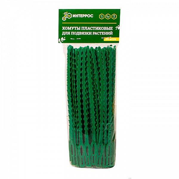 Хомуты пластиковые GBD-100PCS для подвязки растений зеленые 100 шт