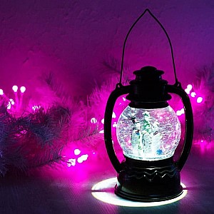 Декоративный фонарь Снеговики Neon-Night 501-061 с эффектом снегопада и подсветкой белый. Изображение - 1