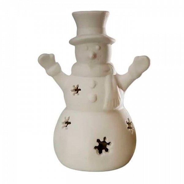 Ночник Lucia 183-09 Белый Снеговик фарфоровый