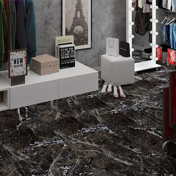 Керамогранит Грани Таганая Simbel GRS05-03 1200*600 мм мрамор черно-белый