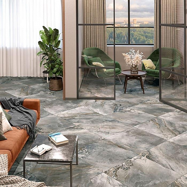 Керамогранит Alma Ceramica Vulcano GFA114VLC70L 570*1140 мм темно-серый