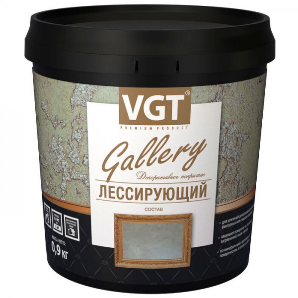Состав лессирующий VGT Gallery полупрозрачный серебристо-белый 0.9 кг