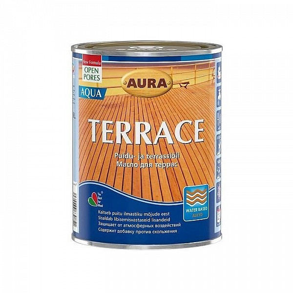 Масло для террас Aura Terrace Aqua 0.9 л бесцветный