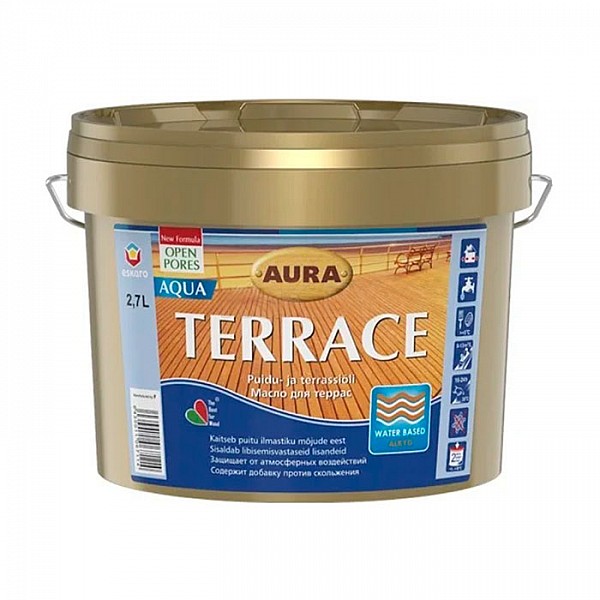 Масло для террас Aura Terrace Aqua Brown 2.7 л коричневый