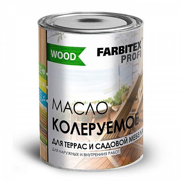 Масло колеруемое для террас и садовой мебели Farbitex Profi Wood 0.9 л дымчато-серый