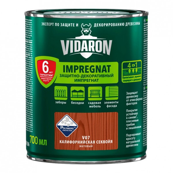 Пропитка для дерева Vidaron Impregnat V07 секвойя калифорнийская 0.7 л