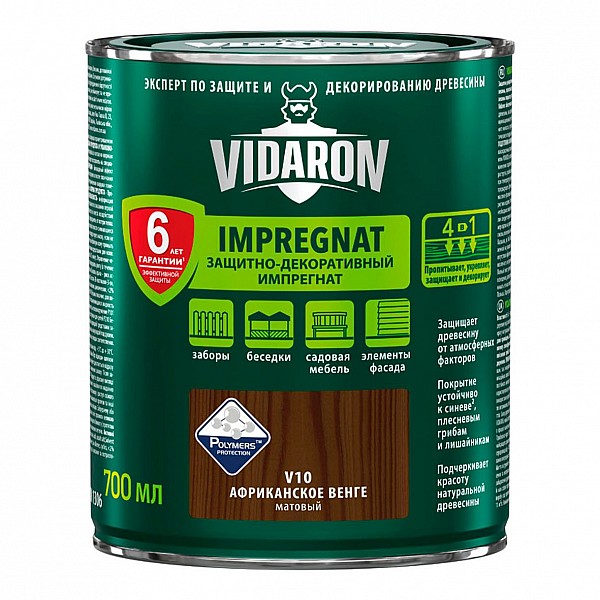 Пропитка для дерева Vidaron Impregnat V10 венге африканский 0.7 л