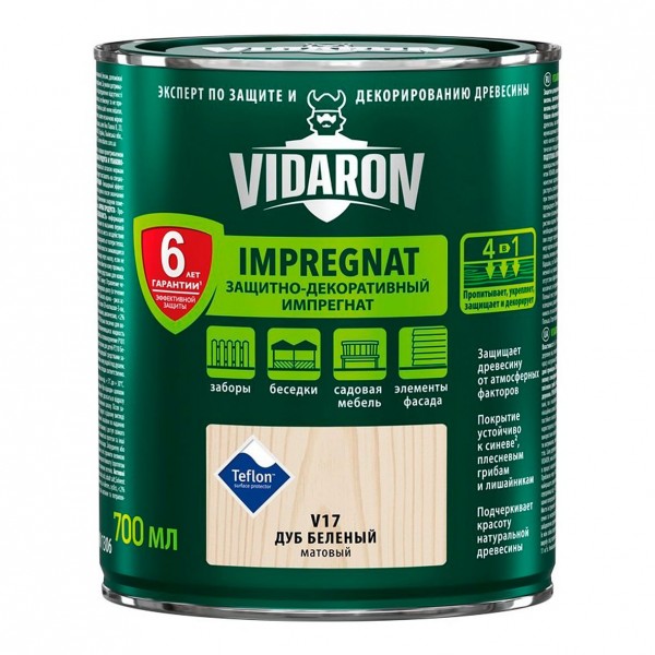 Пропитка для дерева Vidaron Impregnat V17 беленый дуб 0.7 л