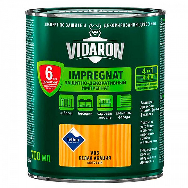 Пропитка для дерева Vidaron Impregnat V03 белая акация 0.7 л