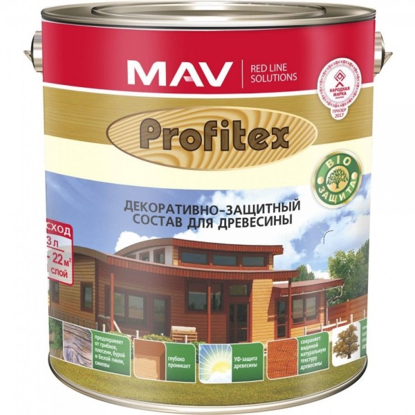 Состав деревозащитный MAV Профитекс 3 л грецкий орех