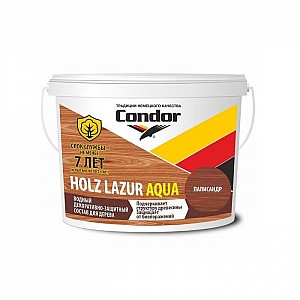 Лак защитно-декоративный Condor Holz Lazur Aqua 9 кг палисандр