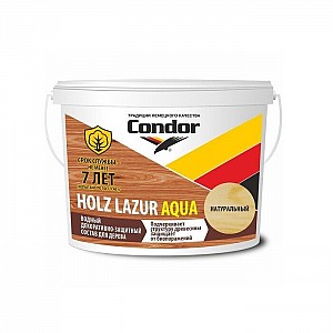 Лак защитно-декоративный Condor Holz Lazur Aqua 9 кг натуральный