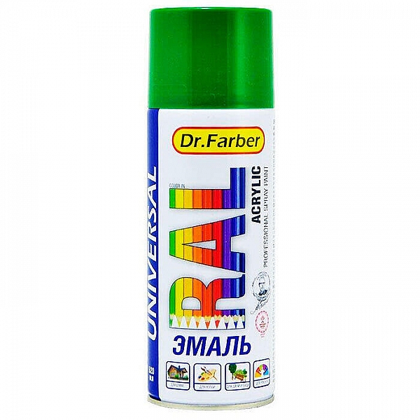 Эмаль-аэрозоль MAV Dr.Farber акриловая универсальная RAL 6029 мятно-зеленая глянцевая 520 мл