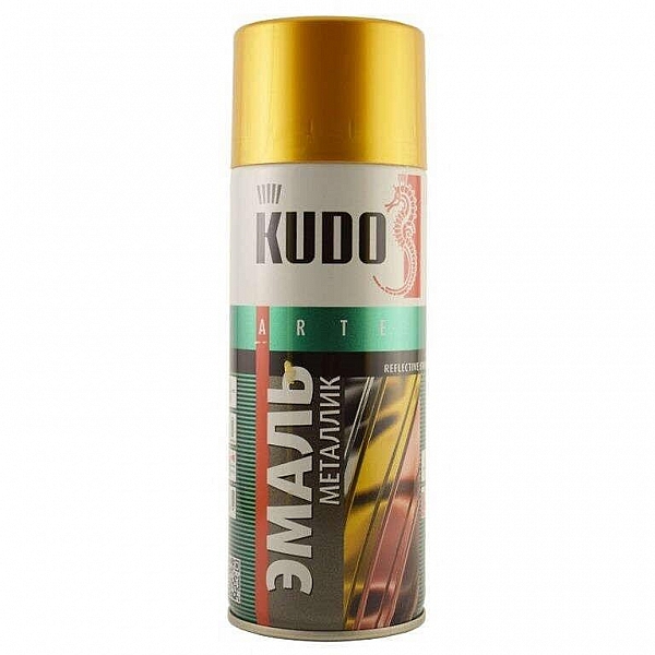 Эмаль универсальная металлик Kudo RF KU-1028 золото 520 мл