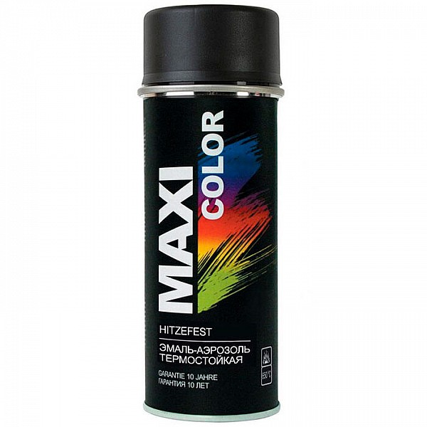 Эмаль-аэрозоль Maxi Color термостойкая 650°С черная 400 мл