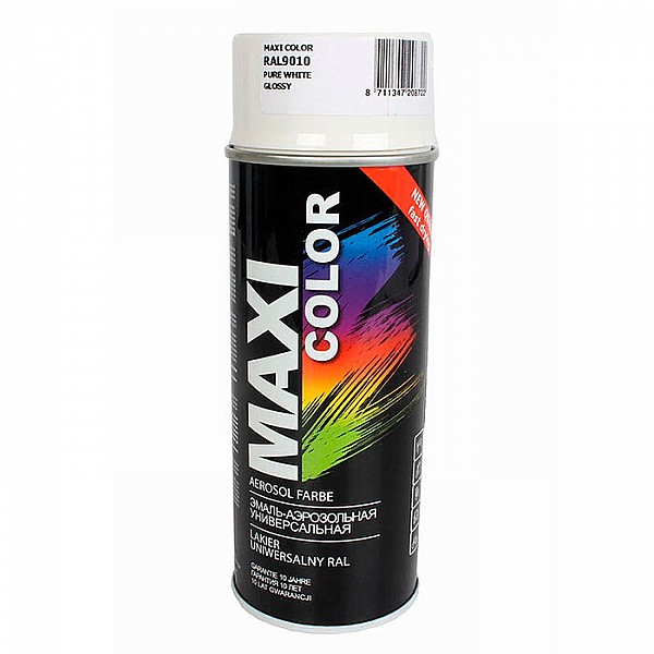 Эмаль-аэрозоль Maxi Color RAL9010 белая глянцевая 400 мл