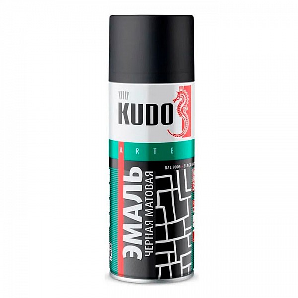Эмаль универсальная Kudo KU-1102 RAL 9005 черная матовая 520 мл