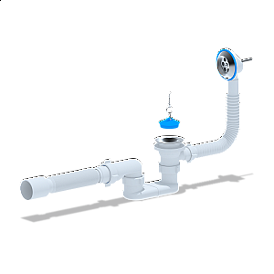 Сифон для ванны Анипласт E055 с выпуском и переливом плоский с гибкой трубой 40*40/50