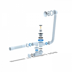 Сифон для ванны Анипласт EC255S клик-клак с выпуском и переливом труба 40/50 регулируемая. Изображение - 1