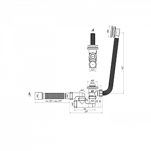 Сифон для ванны Анипласт EC255S клик-клак с выпуском и переливом труба 40/50 регулируемая. Изображение - 2