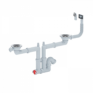 Сифон Анипласт Ani F3545S 3 1/2*40 двойной с носиком гибкий круглый и прямоугольный перелив