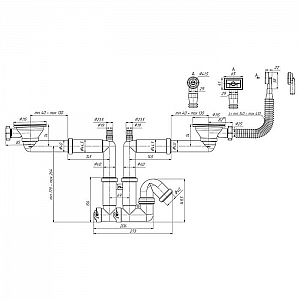 Сифон Анипласт Ani F3545S 3 1/2*40 двойной с носиком гибкий круглый и прямоугольный перелив. Изображение - 2