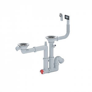 Сифон Анипласт Ani F7500S 3 1/2*40 двойной смещенный с носиком гибкий круглый и прямоугольный перелив