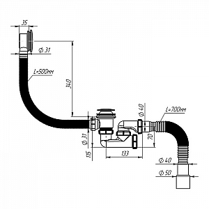 Сифон для ванны Dasman SHYV555 1 1/2