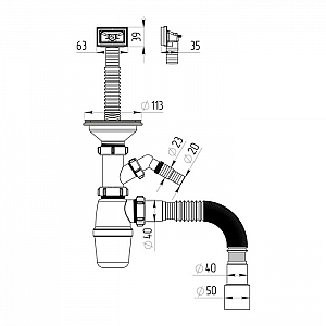Сифон для кухни Dasman SHYK136 3 1/2