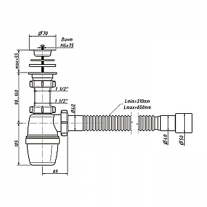 Сифон Orio А-4001 с гибкой трубой 40-40/50. Изображение - 1