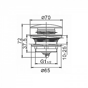 Донный клапан Ganzer F-03C для ванны и душевого поддона черный. Изображение - 1