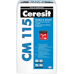 Клей для мраморной плитки и мозаики Ceresit CM 115 белая 25 кг