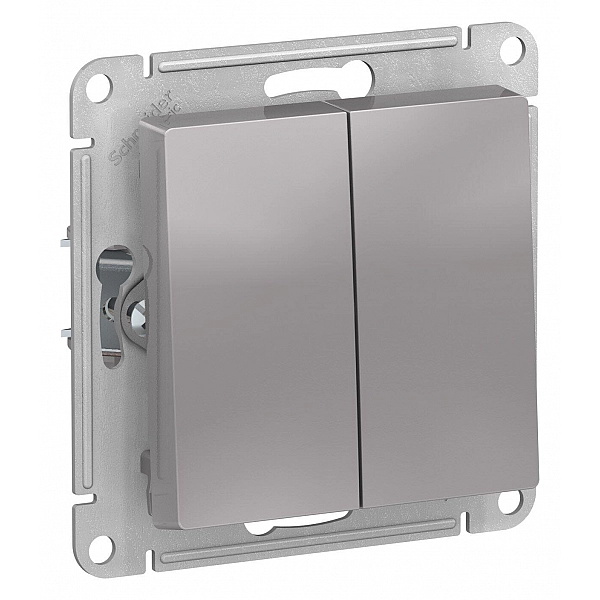 Выключатель Systeme Electric AtlasDesign ATN000351 2 клавиши алюминиевый