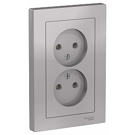 Розетка Systeme Electric AtlasDesign ATN000320 2 места без заземления алюминий