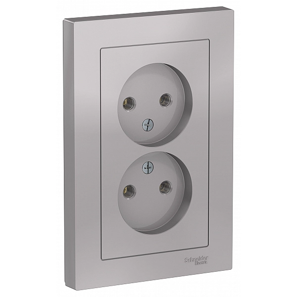 Розетка Systeme Electric AtlasDesign ATN000320 2 места без заземления алюминий