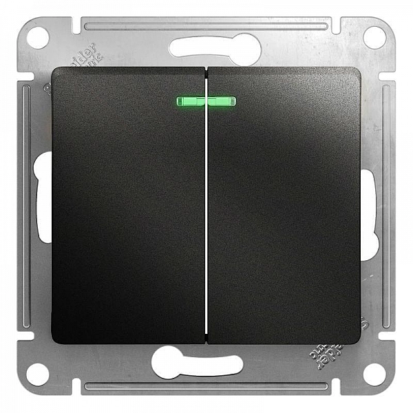 Выключатель Systeme Electric Glossa GSL000753 2 клавиши с подсветкой антрацит
