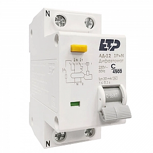 Дифференциальный автомат ETP 19010 АД-12 1P+N 06A 30мА С тип АС 4.5кА