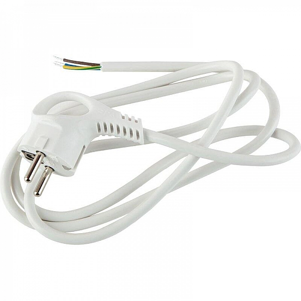 Шнур сетевой с вилкой TDM SQ1305-0075 с заземлением ПВС 3*0.75 мм.кв 1.5 м белый