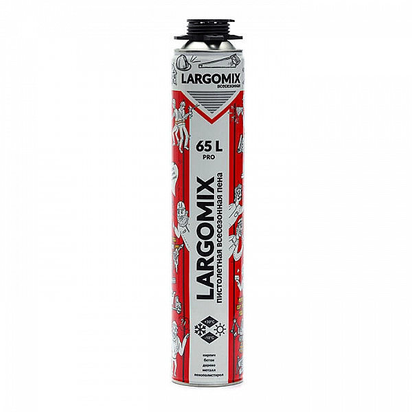 Пена монтажная Largomix PRO 65L пистолетная всесезонная 850 мл