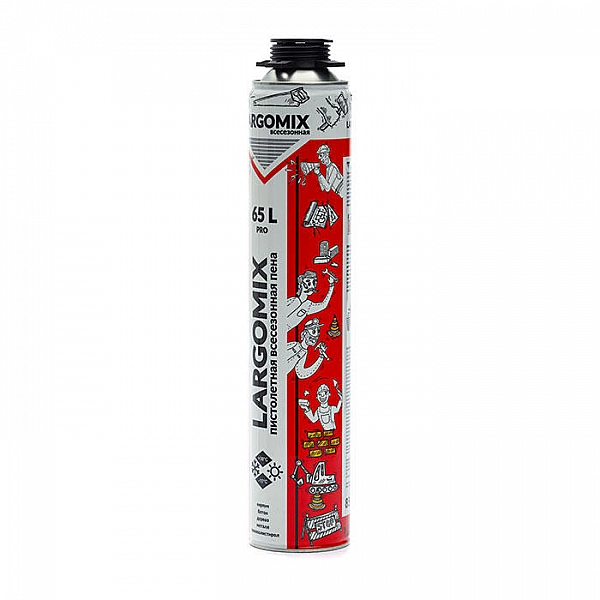 Пена монтажная Largomix PRO 65L пистолетная всесезонная 850 мл