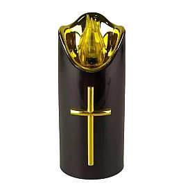 Свеча ритуальная Cortina Led Rico черная с золотом Yellow c батарейками display