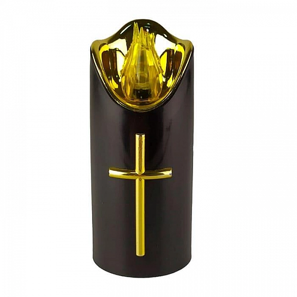 Свеча ритуальная Cortina Led Rico черная с золотом Yellow c батарейками display