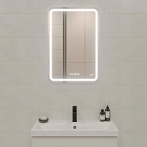 Зеркало Cersanit Led 050 Design Pro KN-LU-LED050*55-p-Os с подсветкой с антизапотиванием и часами 550*800 мм. Изображение - 1
