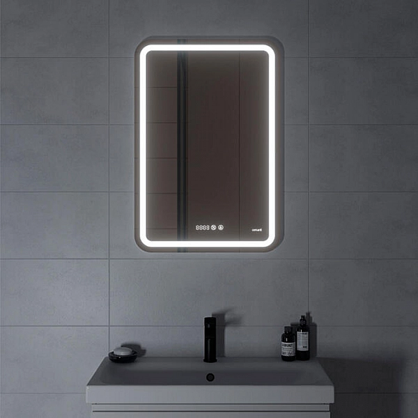 Зеркало Cersanit Led 050 Design Pro KN-LU-LED050*55-p-Os с подсветкой с антизапотиванием и часами 550*800 мм