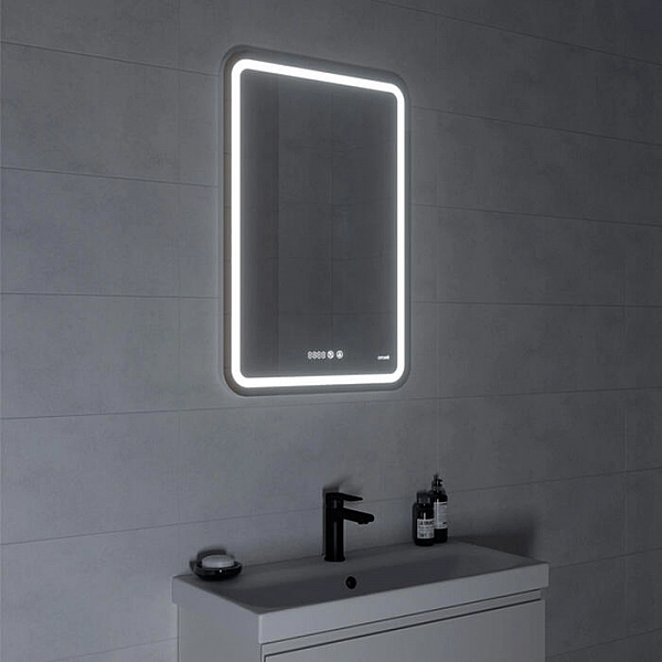 Зеркало Cersanit Led 050 Design Pro KN-LU-LED050*55-p-Os с подсветкой с антизапотиванием и часами 550*800 мм