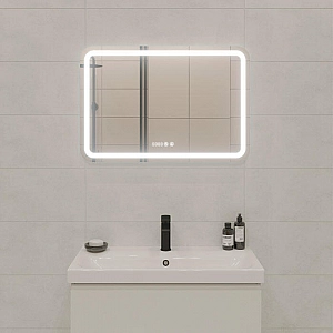 Зеркало Cersanit Led Design Pro 050 KN-LU-LED050 с подсветкой с антизапотиванием и часами 800*550 мм. Изображение - 1
