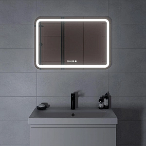 Зеркало Cersanit Led Design Pro 050 KN-LU-LED050 с подсветкой с антизапотиванием и часами 800*550 мм. Изображение - 2
