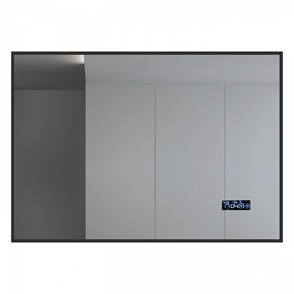 Зеркало Алмаз-Люкс Delhi Black 9070 mh-6 с подсветкой, часами, термометром и антизапотеванием