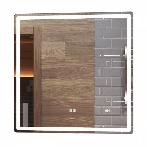 Зеркало Vigo Geometry Luxe 700 209 с бесконтактным сенсором, антизапотеванием и часами 700 мм