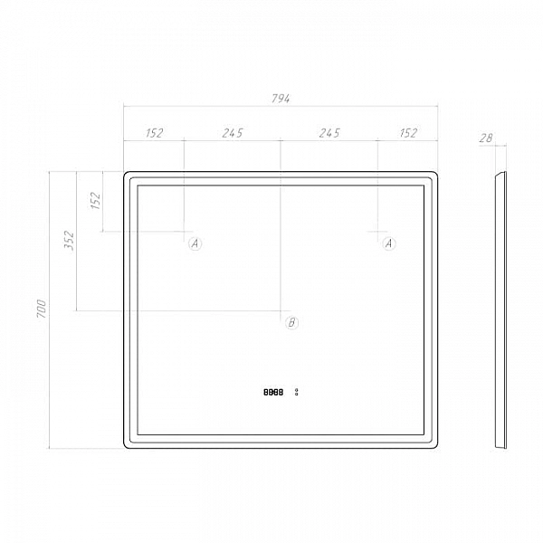 Зеркало Vigo Geometry Luxe 800 210 800*700 мм бесконтактное